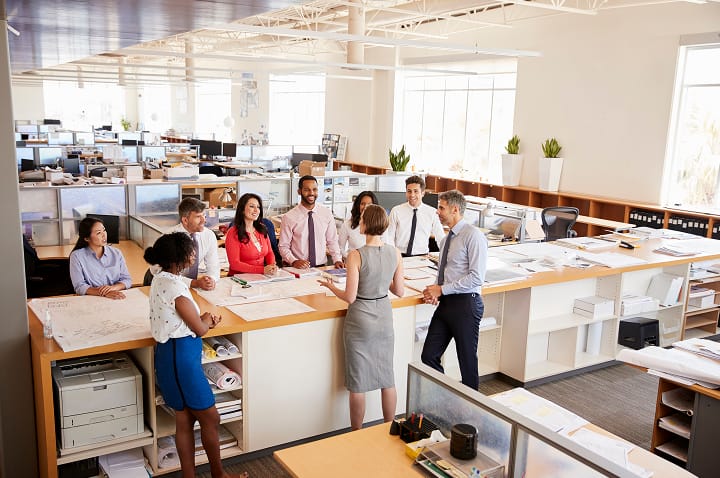 team meeting in open office